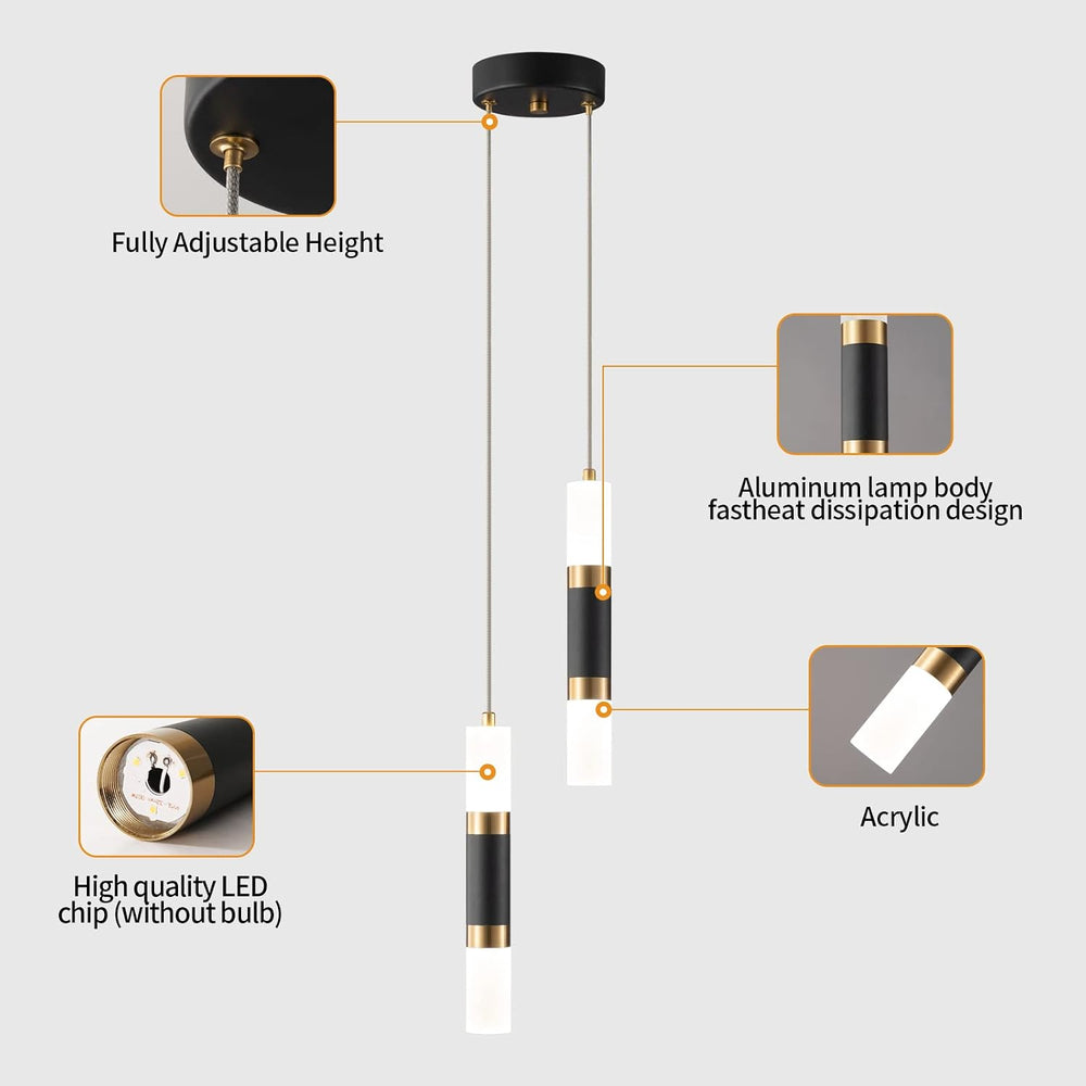 2-Light Pendant Lights Kitchen Island Dimmable LED Modern Mini Pendant Light,...
