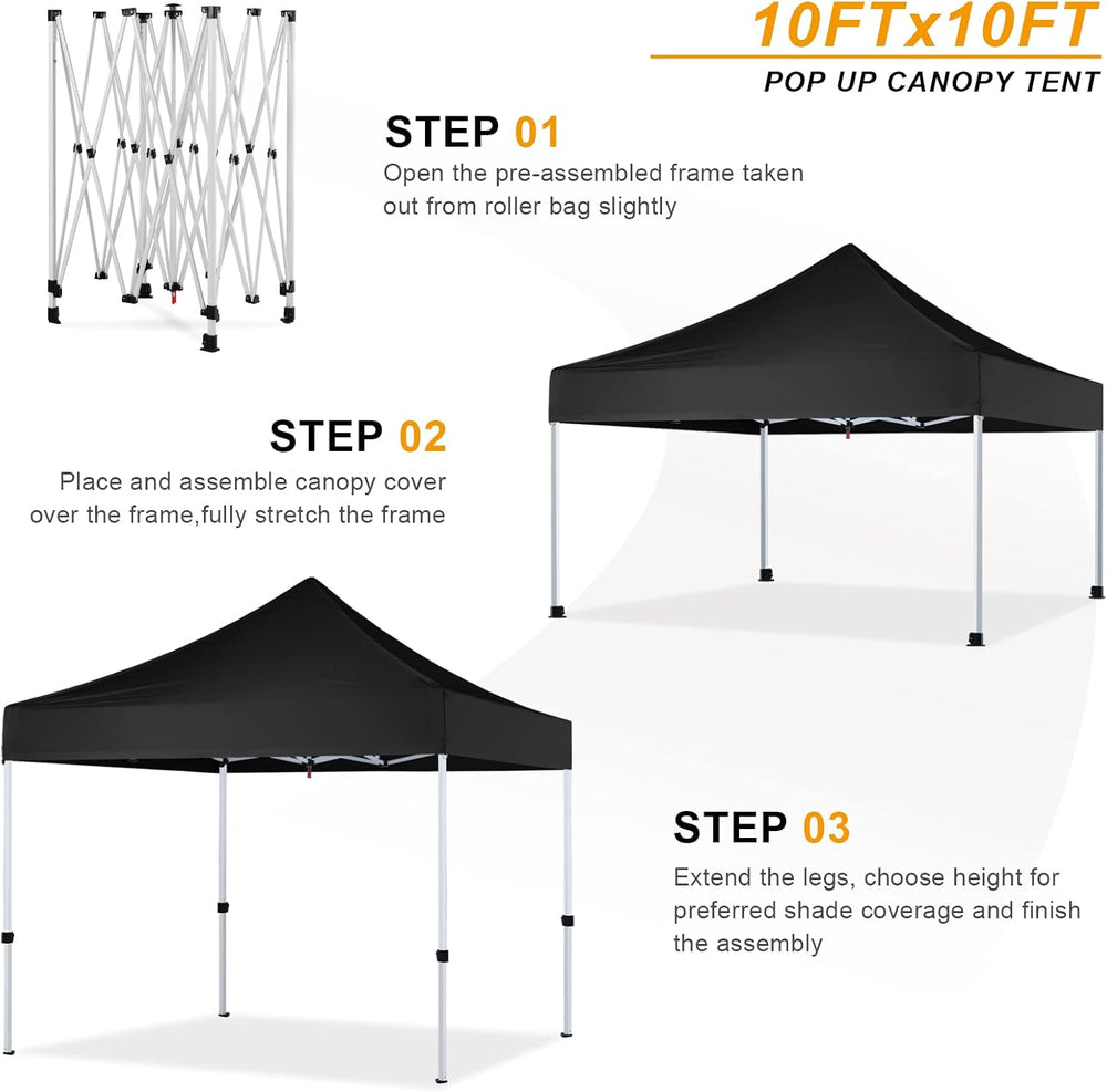 HLong 10x10 Heavy Duty Pop-Up Canopy, Black