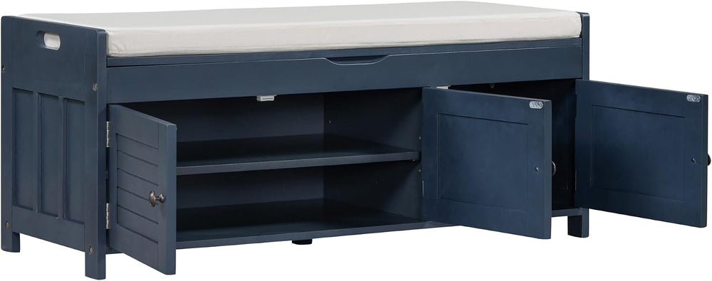 SOFTSEA Upholstered Storage Bench, Entryway Shoe Bench with Removable Cushion...