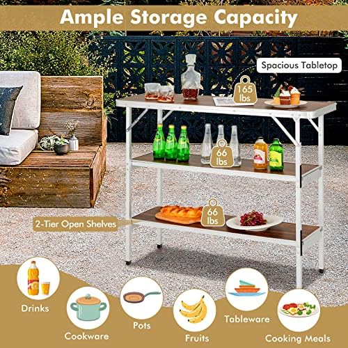 COSTWAY Folding Picnic Table, Portable Camping Table with Carry Bag