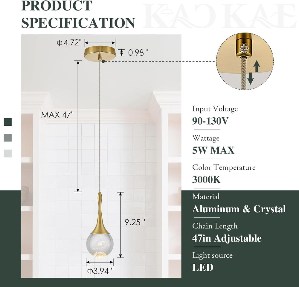 LED Pendant Light Kitchen Island Milky Way Crystal Pendant Lights Dimmable Go...
