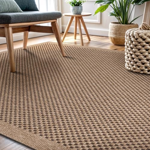 CAMILSON Easy Jute Rug 10x14, Indoor Outdoor Natural Color Fiber Area Rugs fo...
