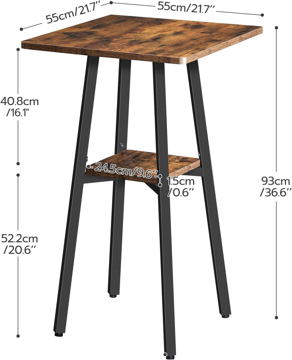 HOOBRO Bar Table, 2-Tier High Top Pub Table, Counter Height Table with Storag...