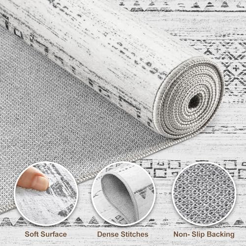 Nakagishi Runner Rug Kitchen Washable Rugs: 3x8 Non-Slip Boho Soft Modern Sta...