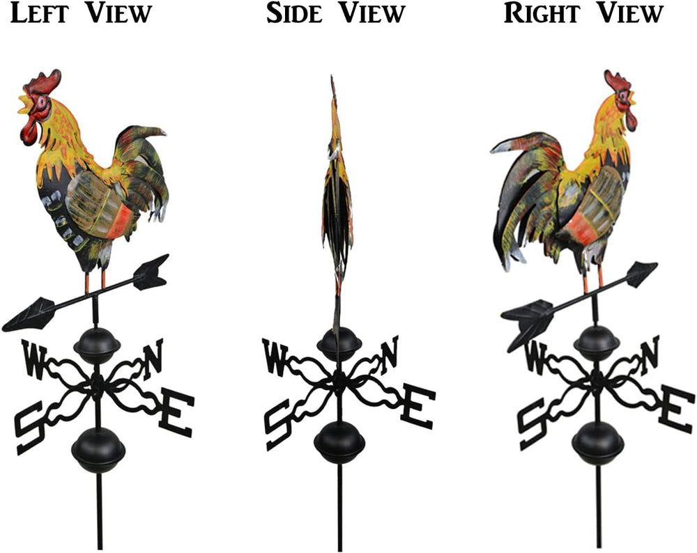 48 in. Metal Weather Vane for Garden Decor Farmhouse Decorative with Rooster ...