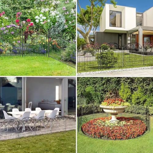Getlay Tall Garden Fence Animal Barrier with Gate, 32 in(H) 16 Panels Garden ...