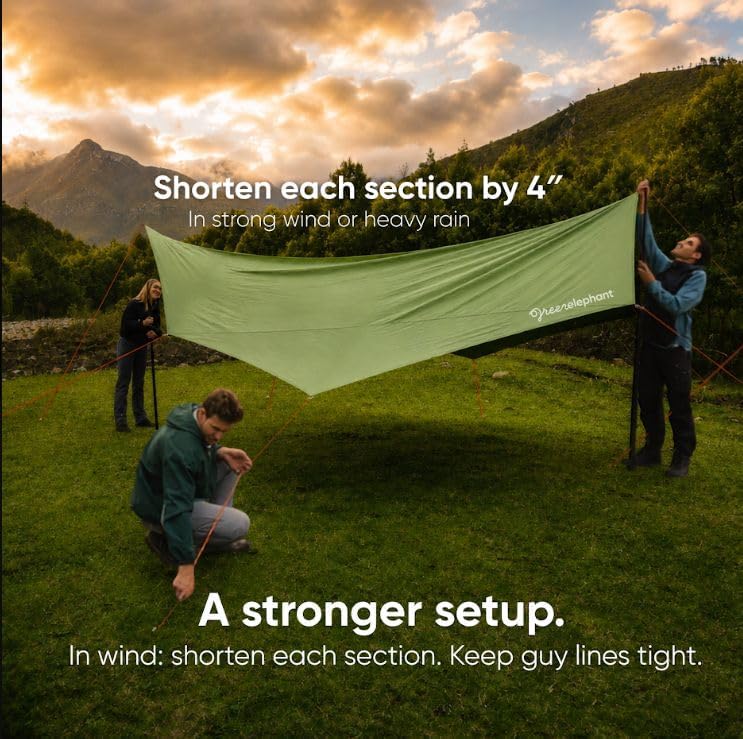 Green Elephant Camping Tarp Poles - Adjustable Aluminum Telescoping Tent Pole...