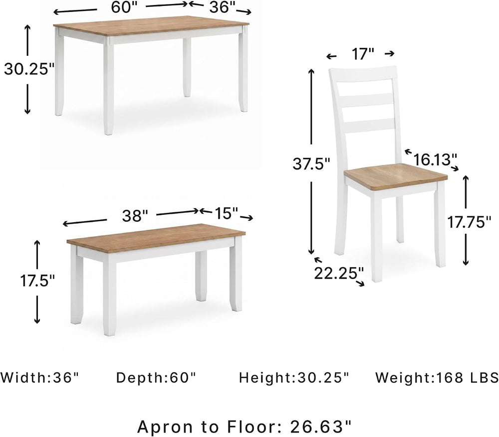 Signature Design by Ashley 6-Piece Dining Table Set with Bench and Chairs