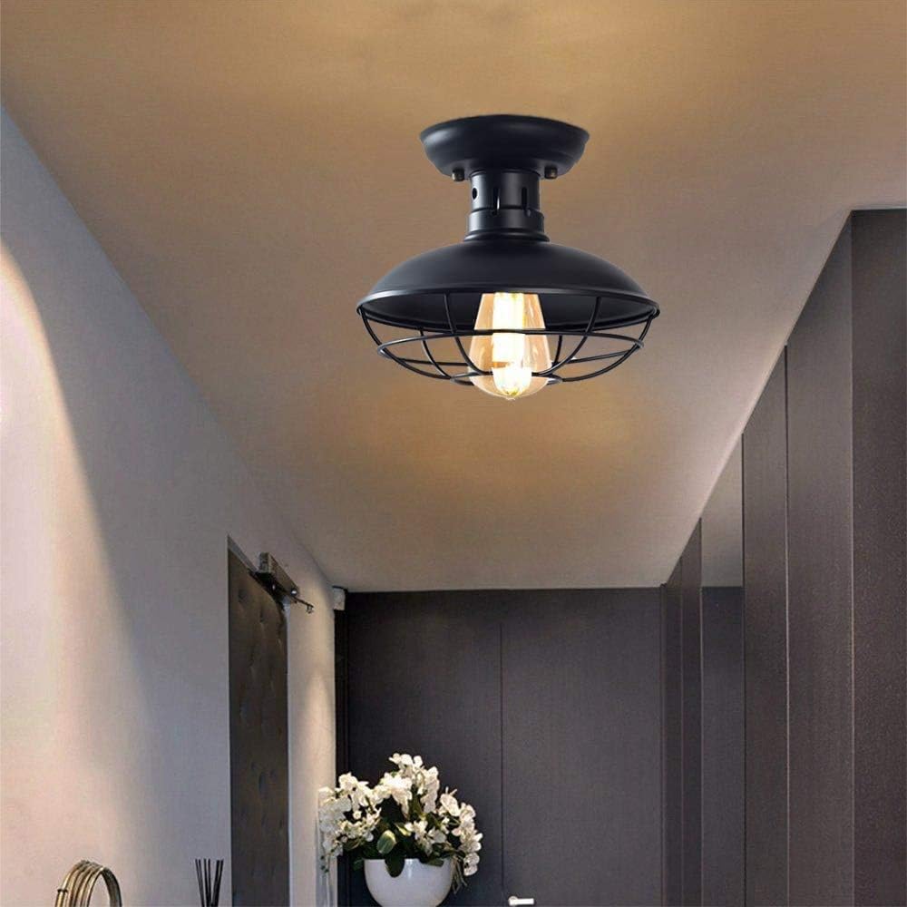 Farmhouse Flush Mount Ceiling Light - Easric Industrial Ceiling Light Fixture...