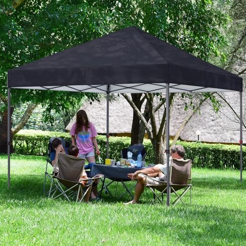 COOSHADE Durable Easy Pop Up Canopy Tent with Roller Bag, 8x8, Black