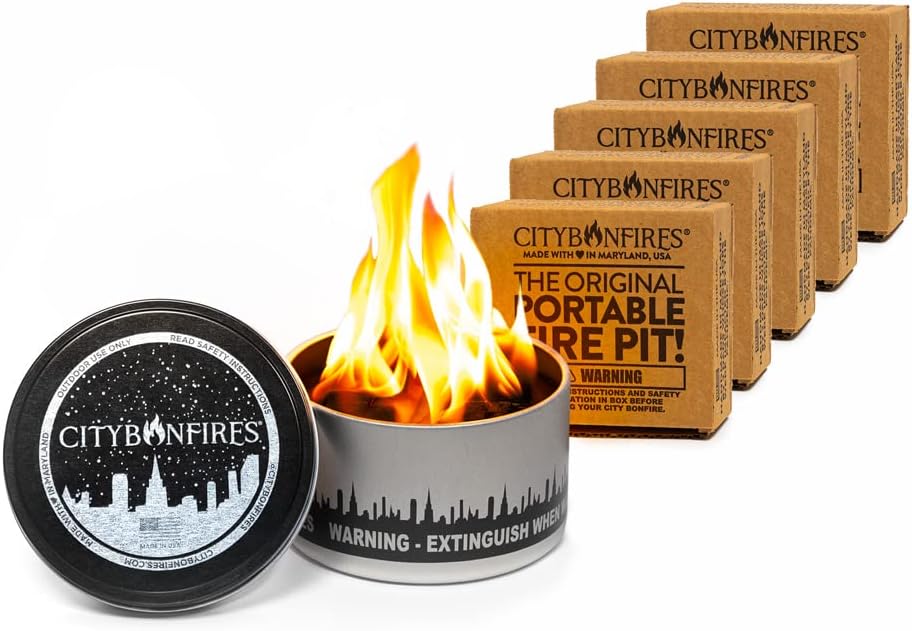 City Bonfires Portable Fire Pit - Mini Fire Pit, Table Top Firepit, No Wood, ...