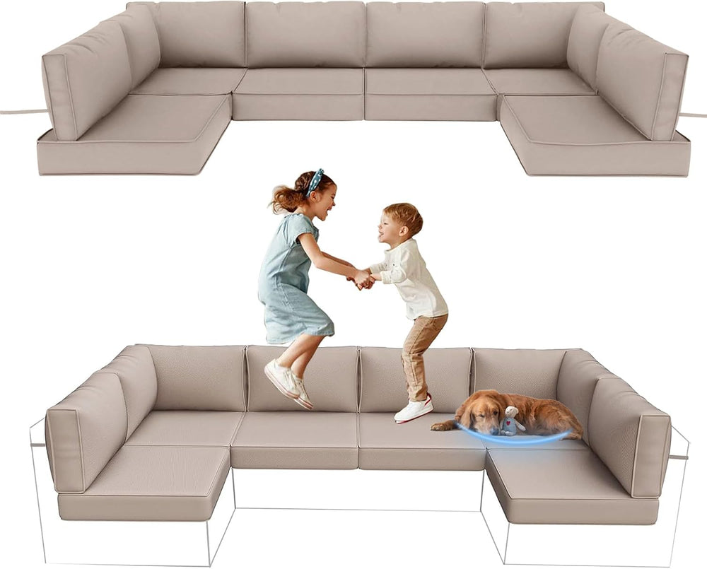 14Pcs Outdoor Sofa Replacement Cushions,Water-Resistant Patio Funiture Sectio...