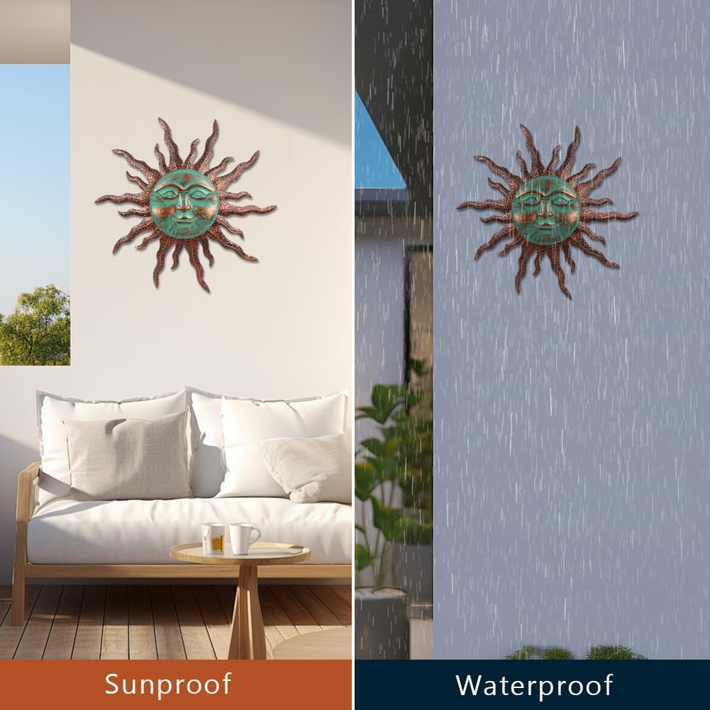 VEWOGARDEN Sun Wall Decor Large Outdoor Metal Wall Art, 30 in