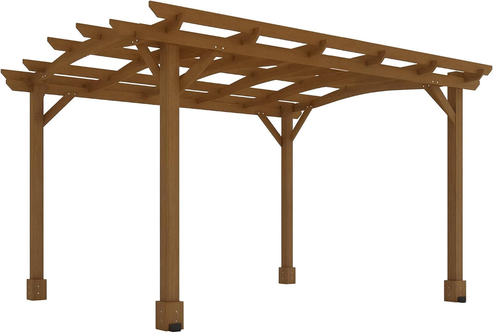 Outsunny 10' x 12' Outdoor Pergola with Arched Roof Wood Gazebo Dark ...
