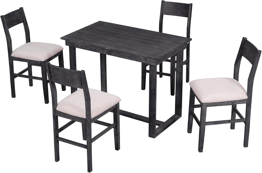 LUMISOL Small Breakfast Table Set for 4, 5-Piece Kitchen Table Set with Uphol...