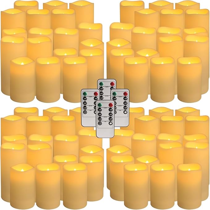 Set of 72 Waterproof Outdoor Flameless Candles, LED Candles with 4 Remote and...