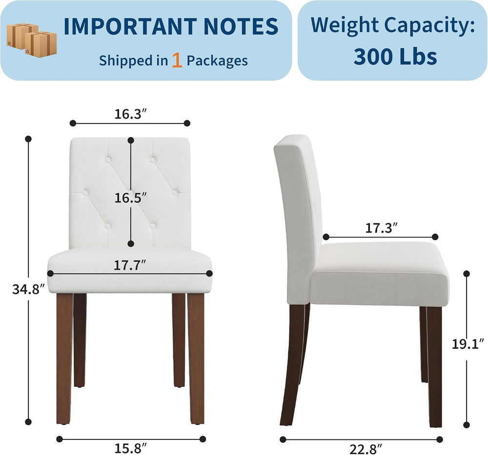 Garvee Upholstered Dining Chairs Set of 4, Fabric Kitchen Chairs, White