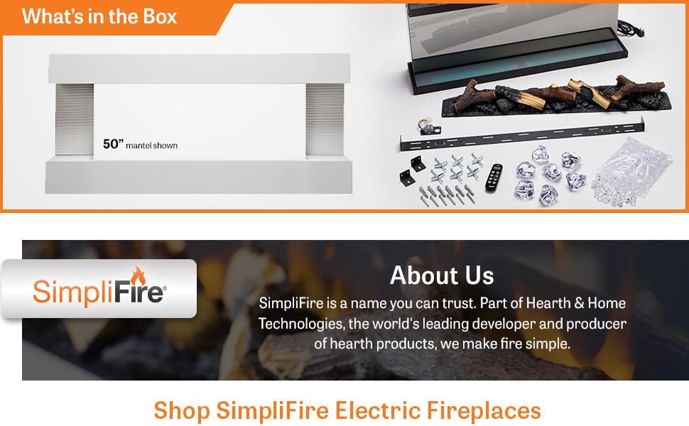 SimpliFire Format 36-Inch Wall Mount Electric Fireplace with 50-Inch Floating...