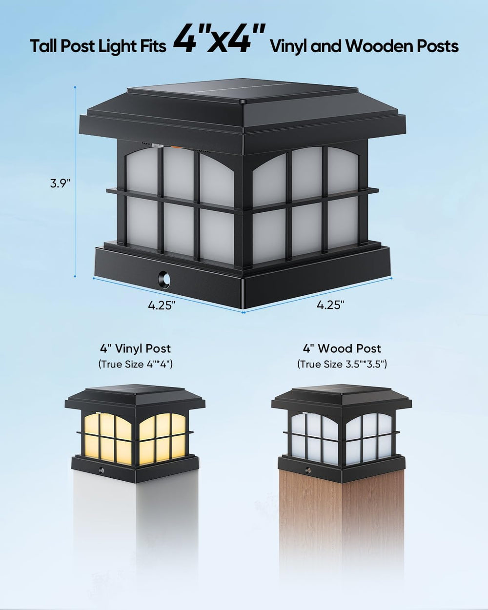 PARTPHONER RGBCW Solar Post Cap Lights 12-Pack, 9 Colors 3 Modes Fence Cap Li...