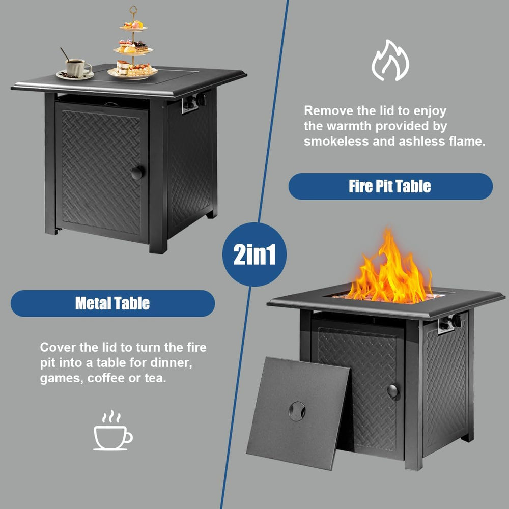 Verdeluxe 28 Inch Propane Fire Pit Table 50,000 BTU Outdoors