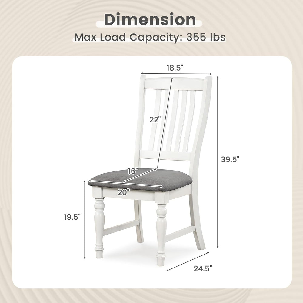 GIANTEX Wood Dining Chairs Set of 4, Farmhouse Kitchen Chairs, White
