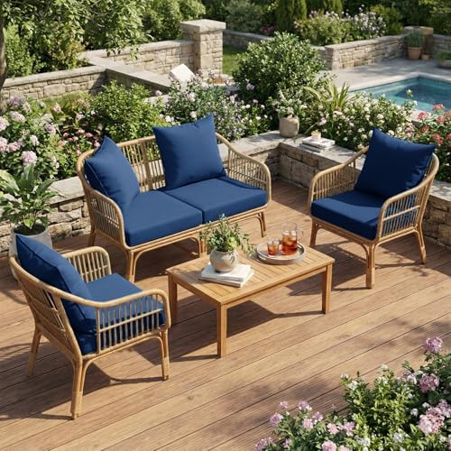 L’AGRATY Outdoor Chair Cushions for Patio Furniture：24" x 24" Deep ...