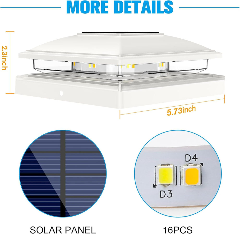 VOLISUN White Solar Post Cap Lights, Warm White Fence Lights 12 Pack