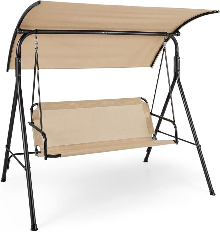 Tangkula 3 Person Porch Swing with Adjustable Canopy, 800 lbs Capacity