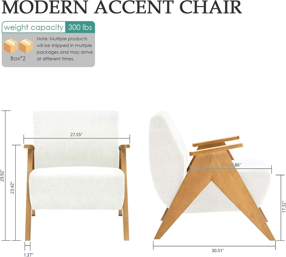 Home Accent Chair Mid Century Modern Accent Chair with Wood Frame, Lounge Uph...