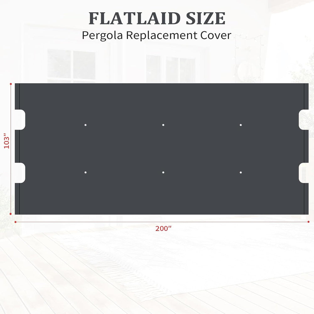 slashome 200 x 103 Pergola Replacement Canopy, Fits L-PG152PST-B, Dark Gray