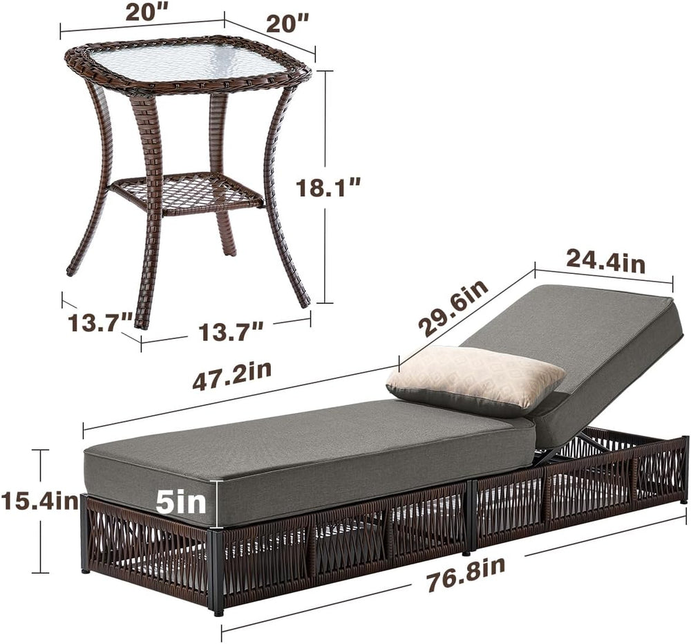 Luxury Outdoor Chaise Lounge Chairs of 4 with 5 Inch Thick Cushions and Side ...