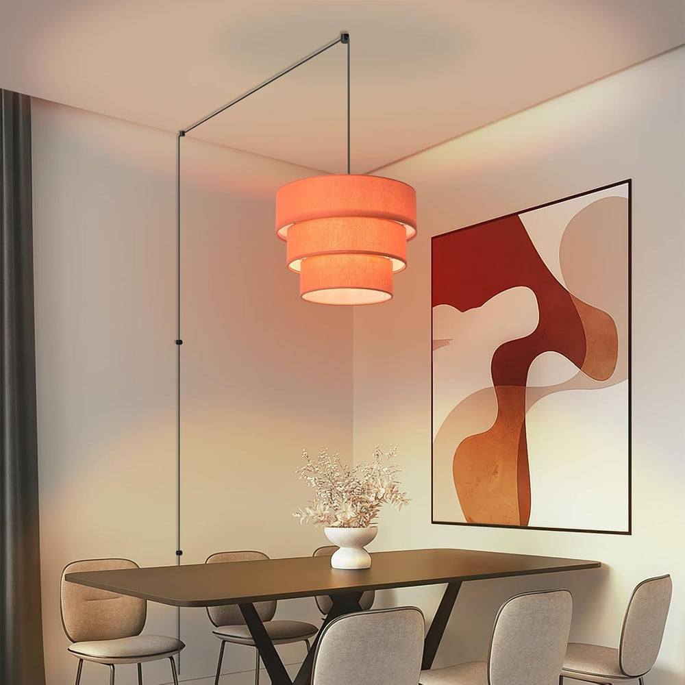 Orange Plug in Pendant Light, Mid Century Modern Pendant Light 3 Tier Plug in...