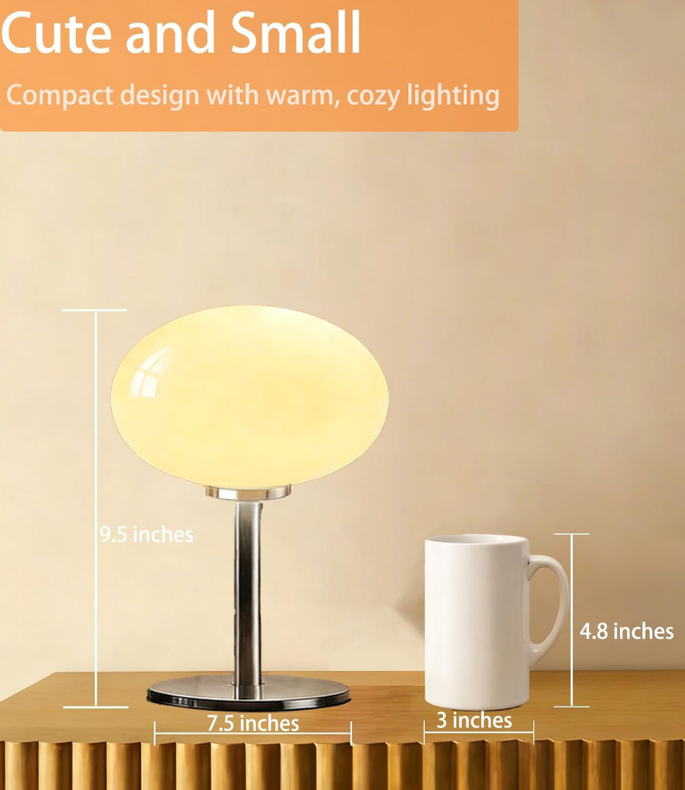 Glass Mushroom Lamp, Mid Century Dimmable Lamp 3 Color Temperatures Table Lam...