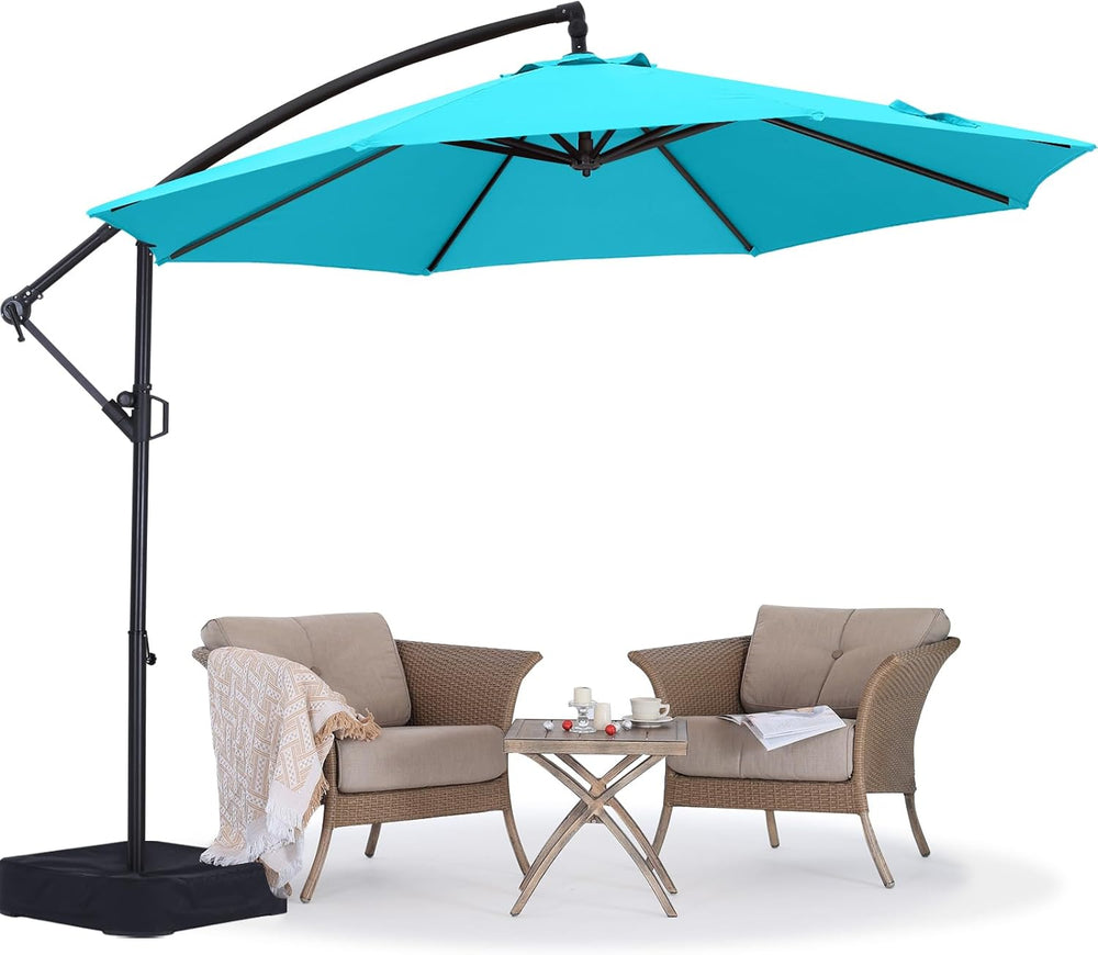 ABCCANOPY 10FT Cantilever Umbrella with Base and Weights Bag, Turquoise