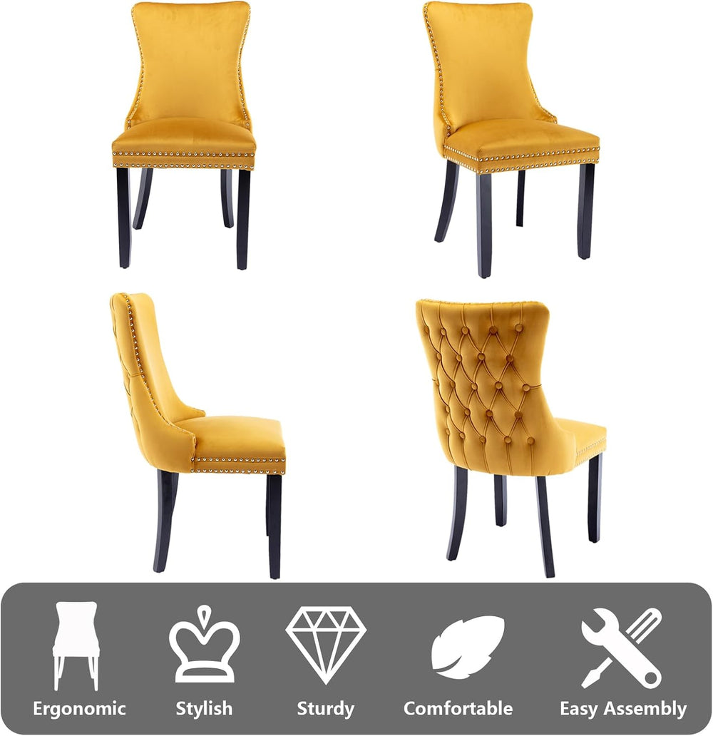 Setawix Velvet Upholstered Dining Chair Set of 6,Modern Mid Century Kitchen A...