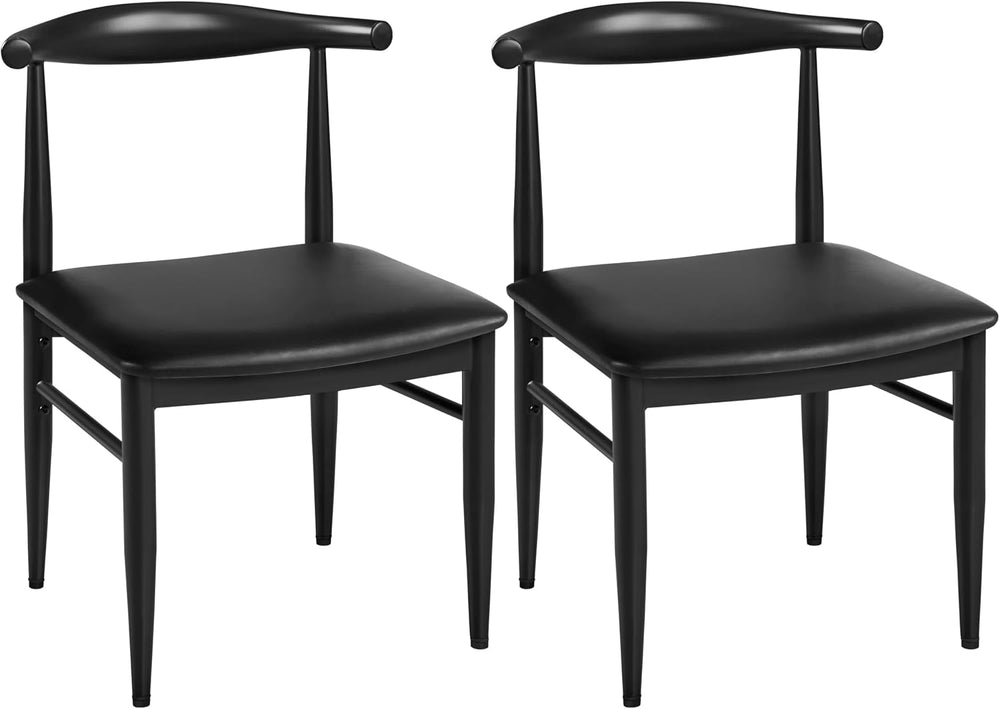 Yaheetech Mid Century Modern Dining Chairs Set of 2 Metal Legs Black Chair