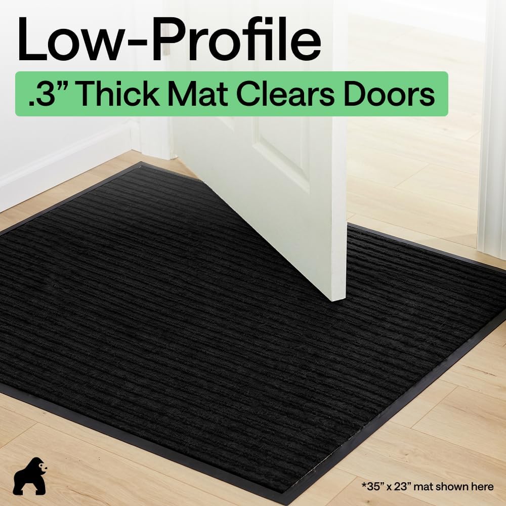 GORILLA GRIP Traffic Guard Indoor Outdoor Heavy Duty Door Mat, 72x48 Black
