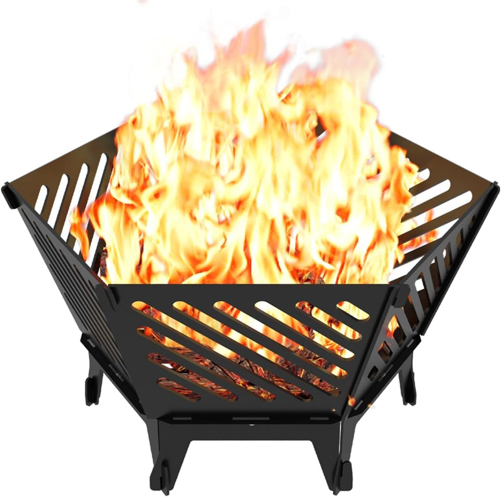 22.5 Inch Portable Hexagon Fire Pit with Travel Bag — Smokeless Patented Desi...