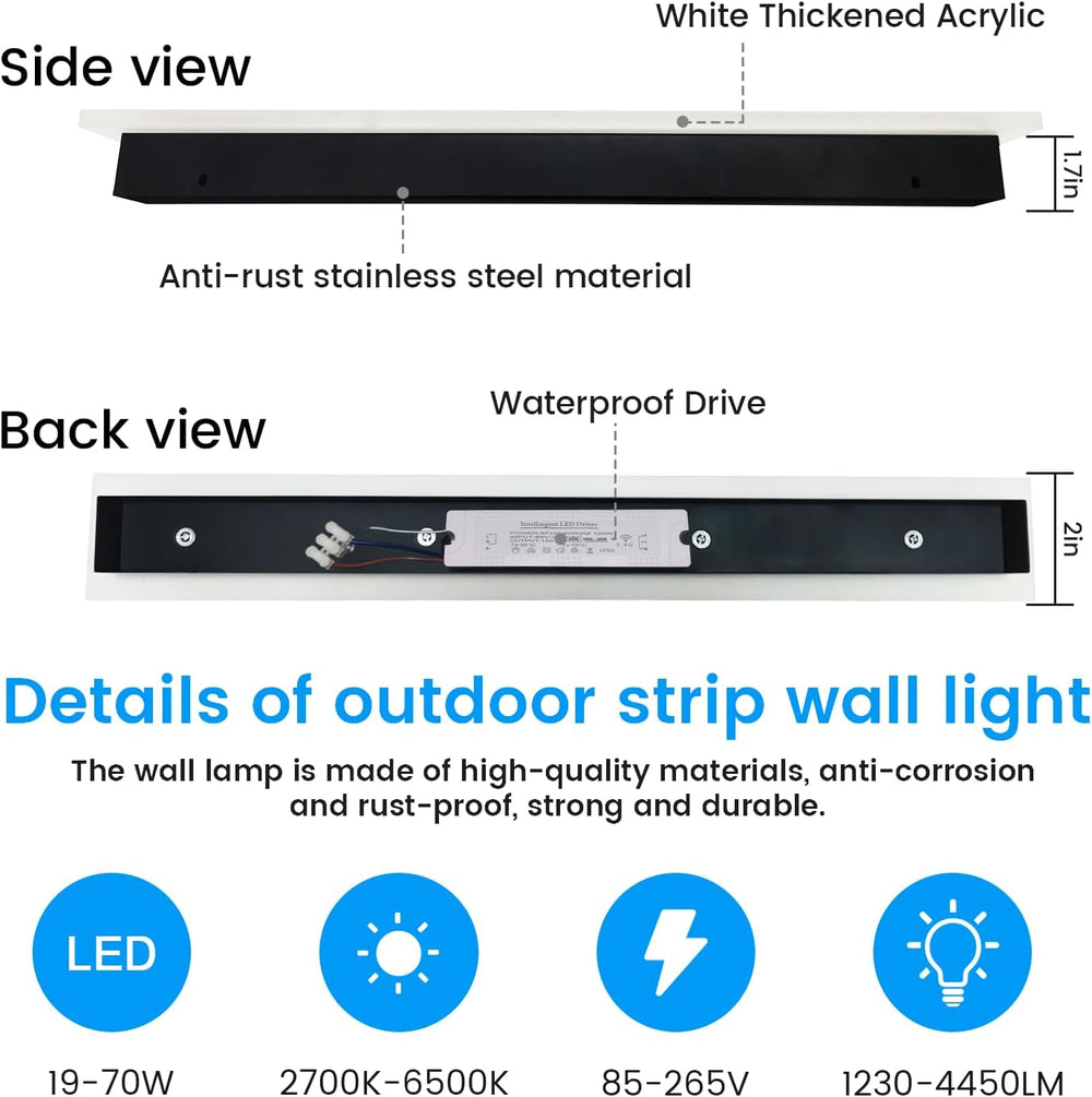 Modern Outdoor Lights - 47.3inch Outdoor Exterior Linear Sconce Black Patio W...