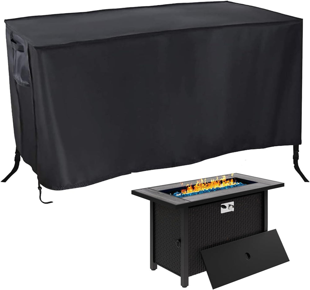 Waterproof Fire Pit Cover Rectangular 45"L x 23"W x 25"H Black