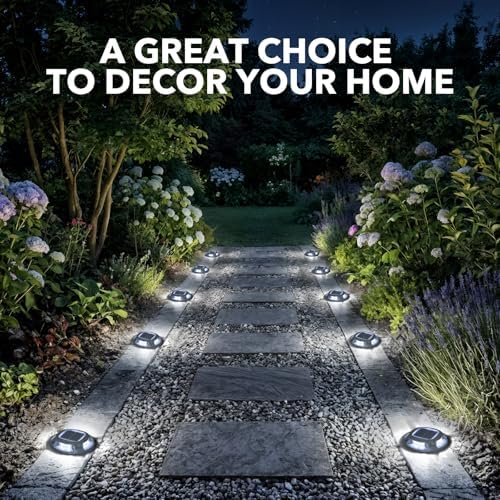 AGPTEK Solar Driveway Lights Outdoor 12 Pack, 2 Color Modes LED Deck Dock