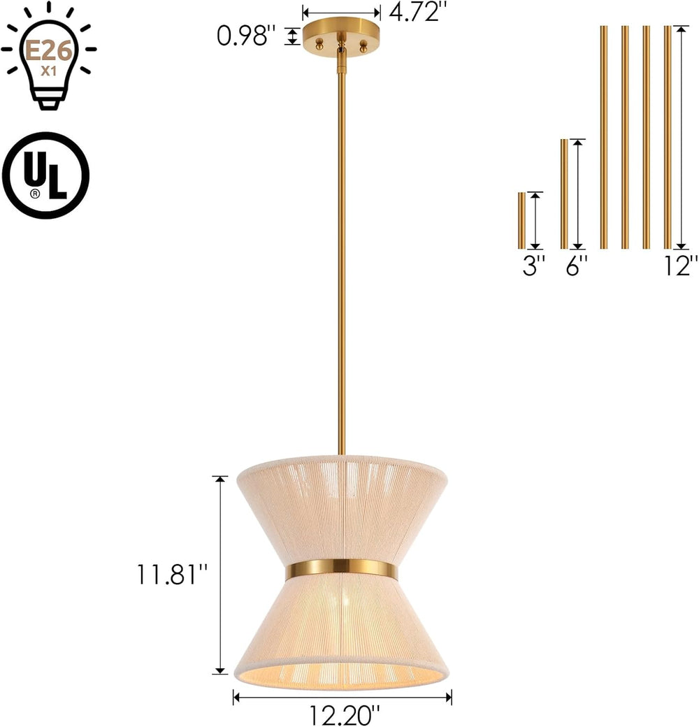 Hand Woven Boho Pendant Light Coastal Mini Modern Chandelier Adjustable Trans...