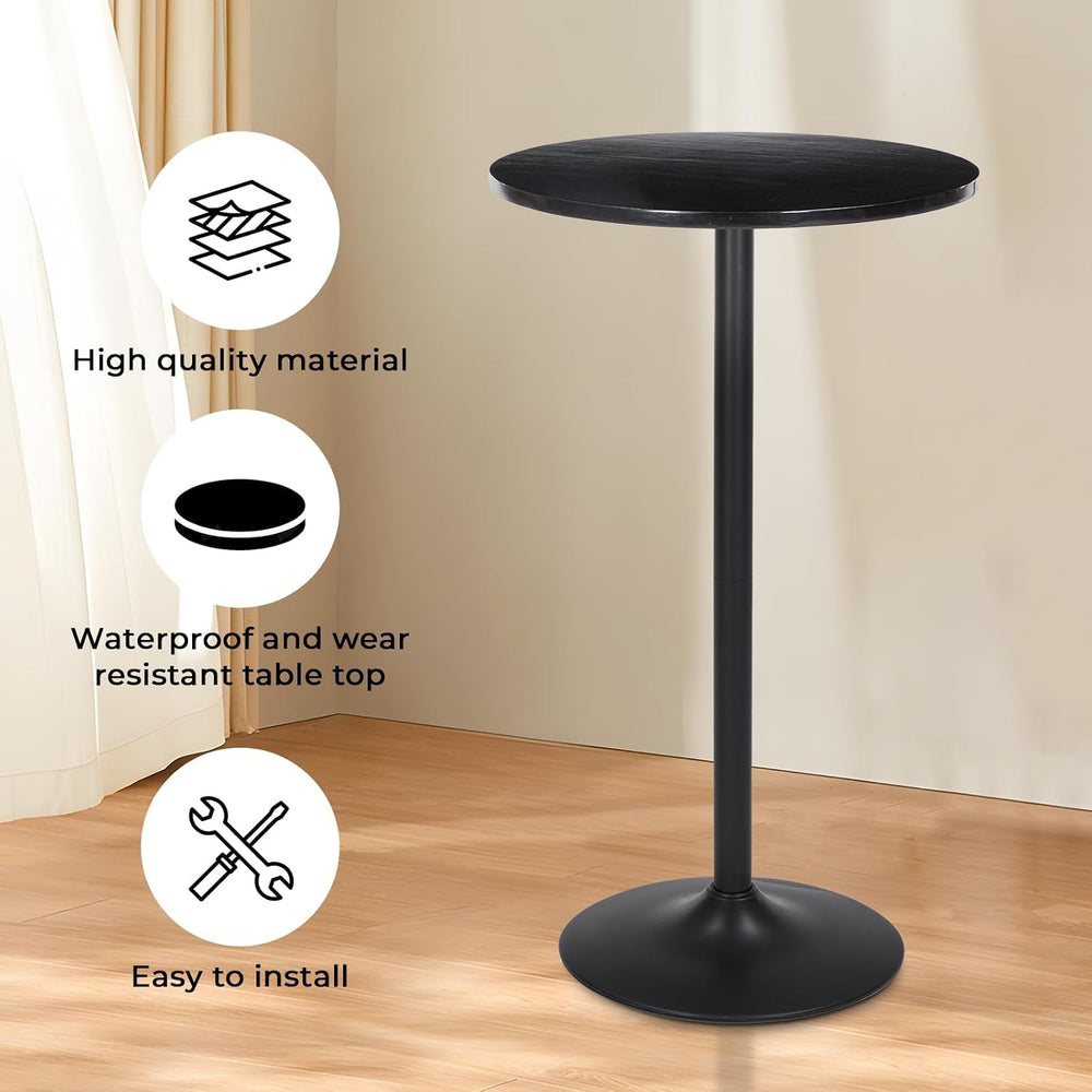 Modern Bistro Table 40 Inch Height, 23.6" Round Bistro Pub, Black Bar He...