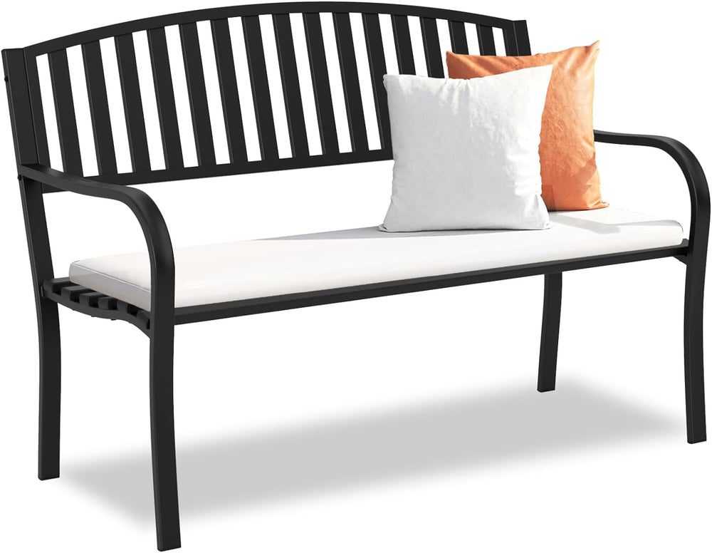 Outdoor Bench Garden Bench, Weatherproof Anti-Rust Heavy-Duty Outside Benches...