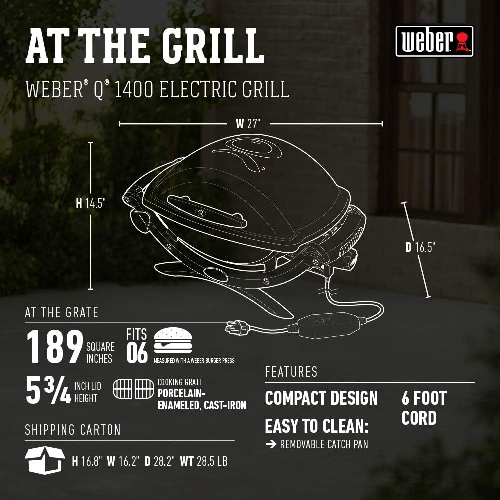 Weber® Q 1400 Portable Grill, Electric Grill, Gray