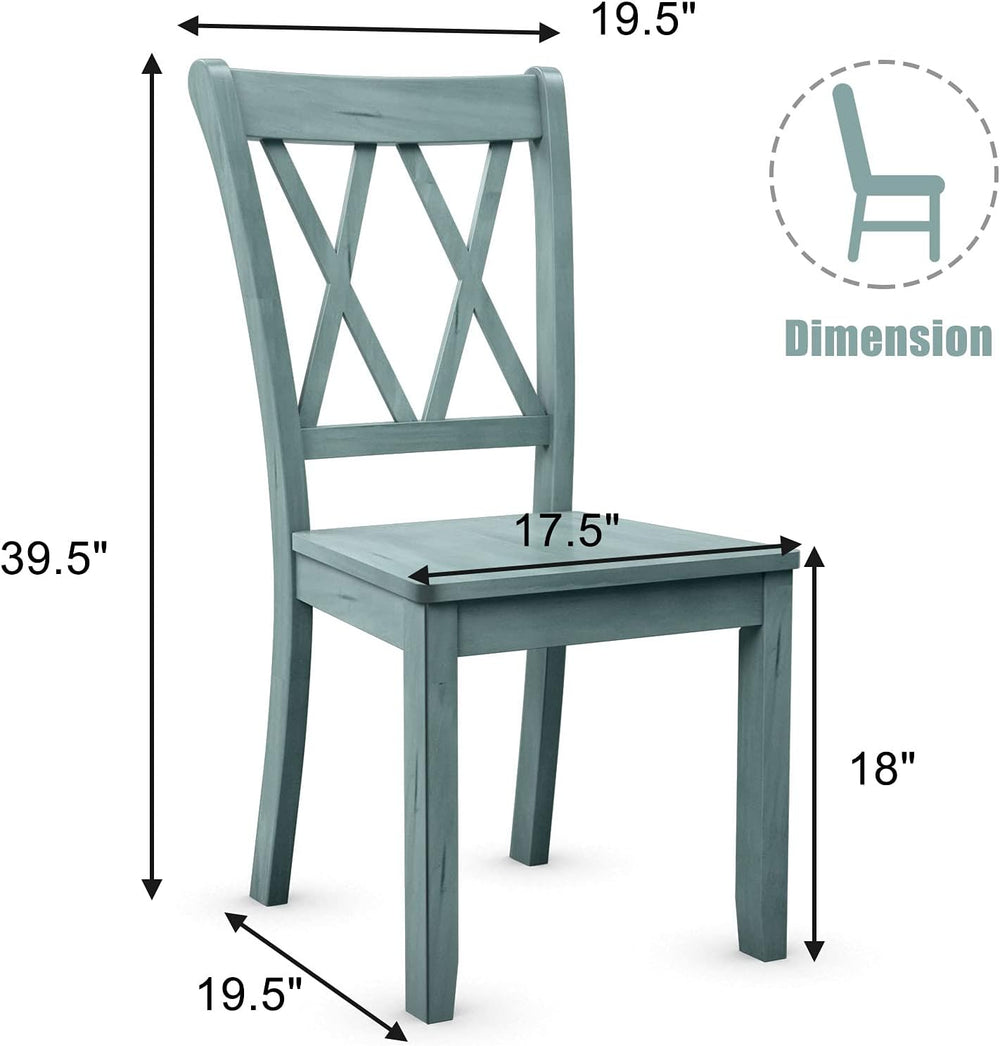 GIANTEX Set of 4 Dining Chairs, Rubber Wood Dining Room Chair, Farmhouse Dini...