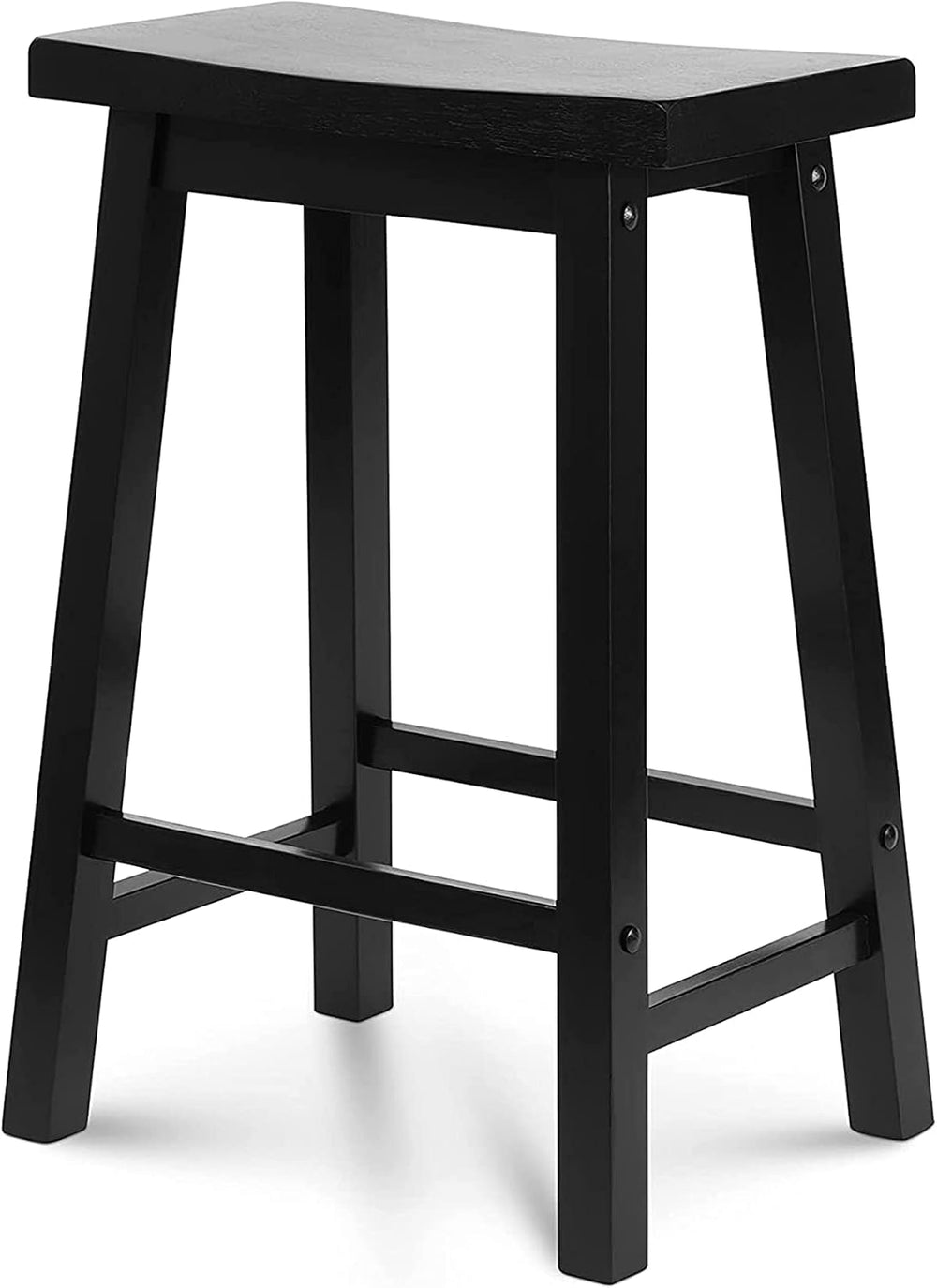 PJ Wood - 24 in Saddle Bar Stool - Black Wooden Barstool