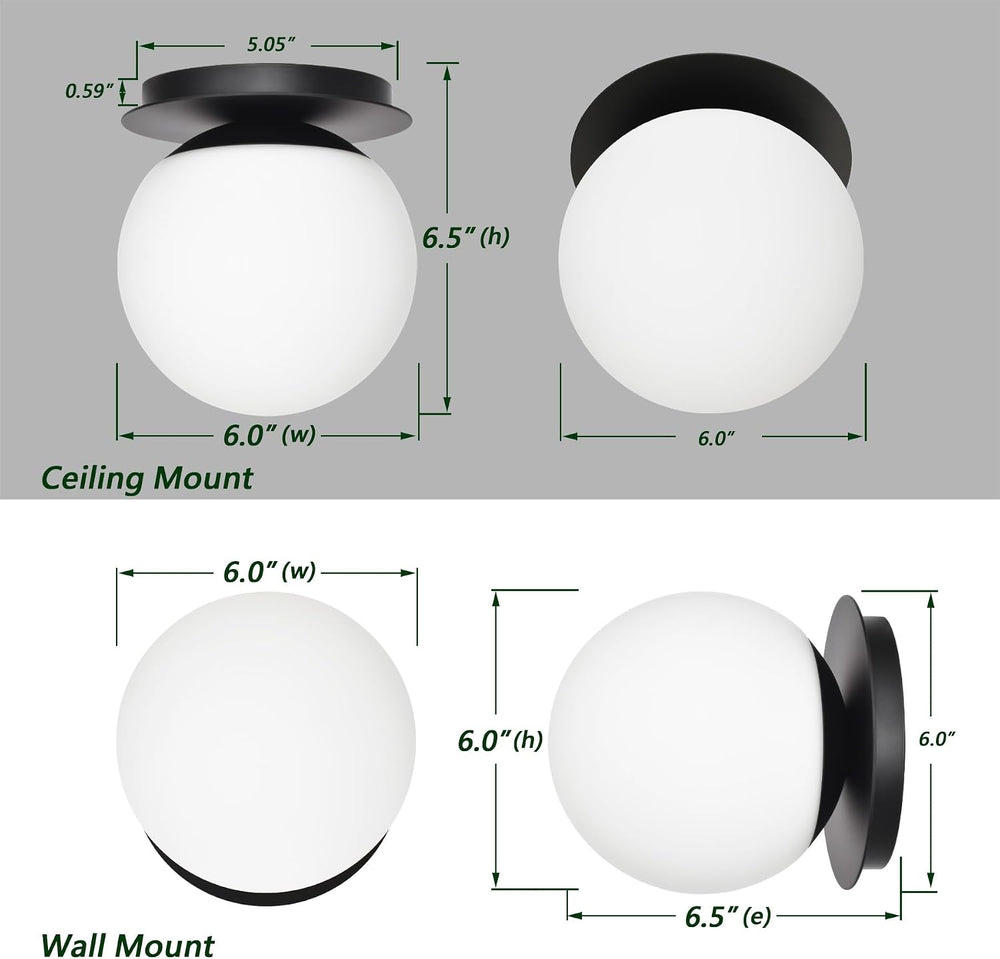 Wall Sconces, 1 Light Modern Globe Sconce in Matte Black, Wall Light for Bedr...
