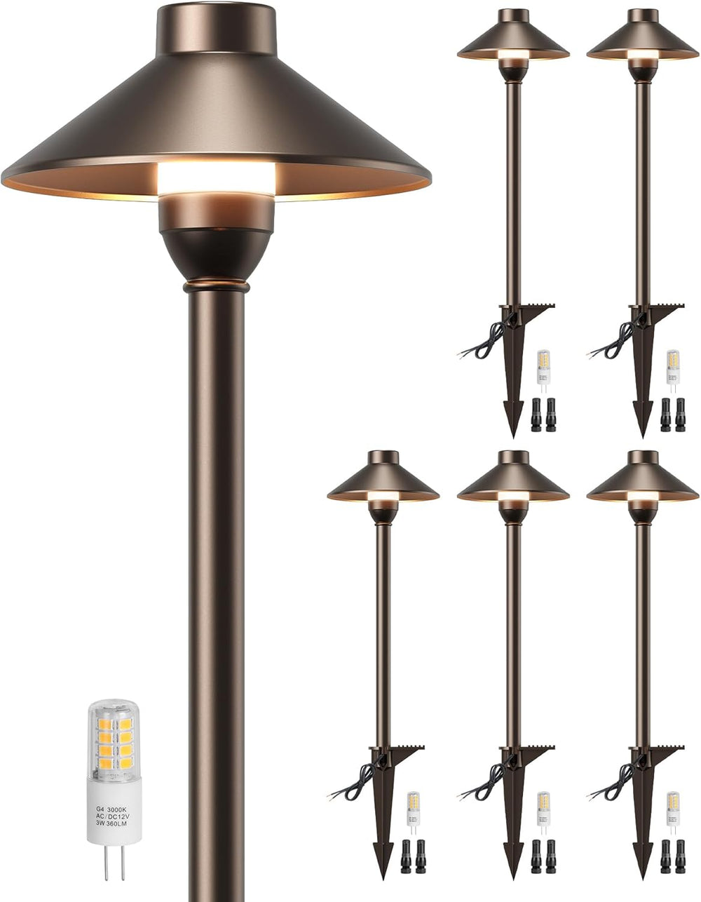 PARTPHONER Low Voltage Landscape Lighting 6-Pack, Aluminum 12V Pathway Lights...