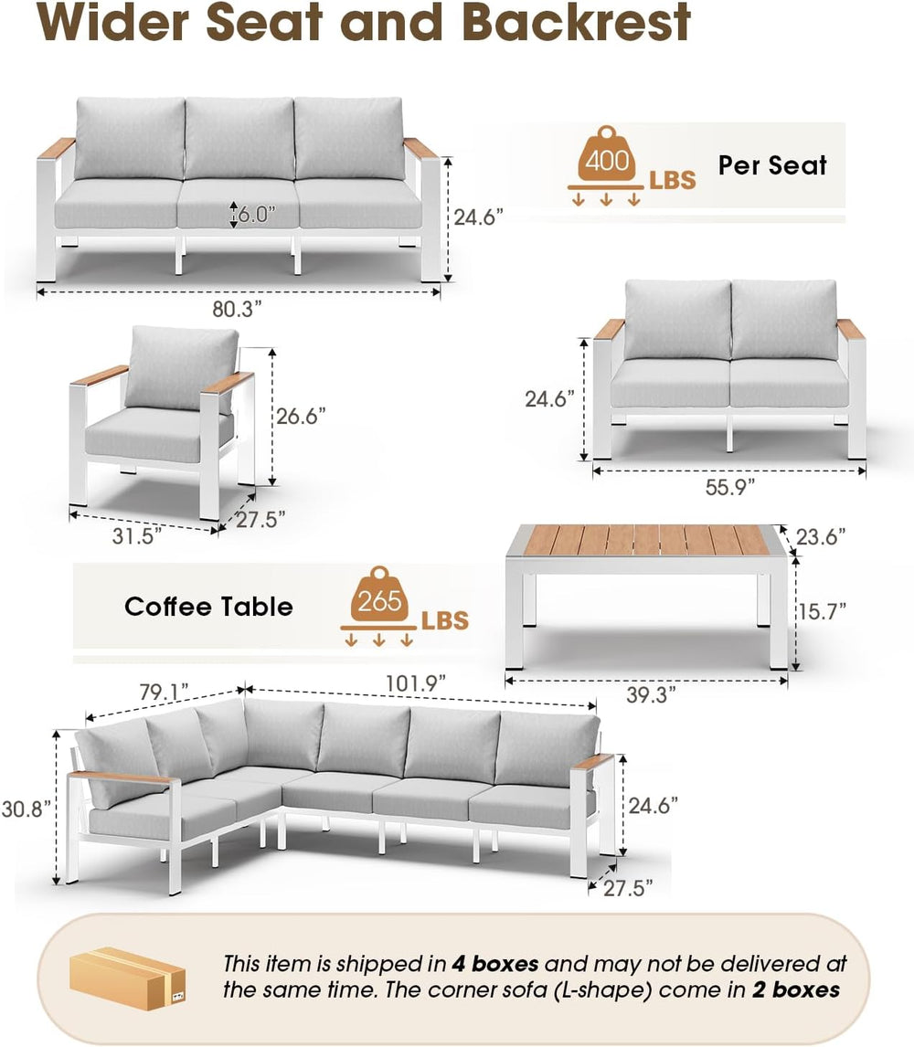 Aluminum Outdoor Patio Furniture Set 8 Seats, Outdoor Sectional Corner Sofa, ...